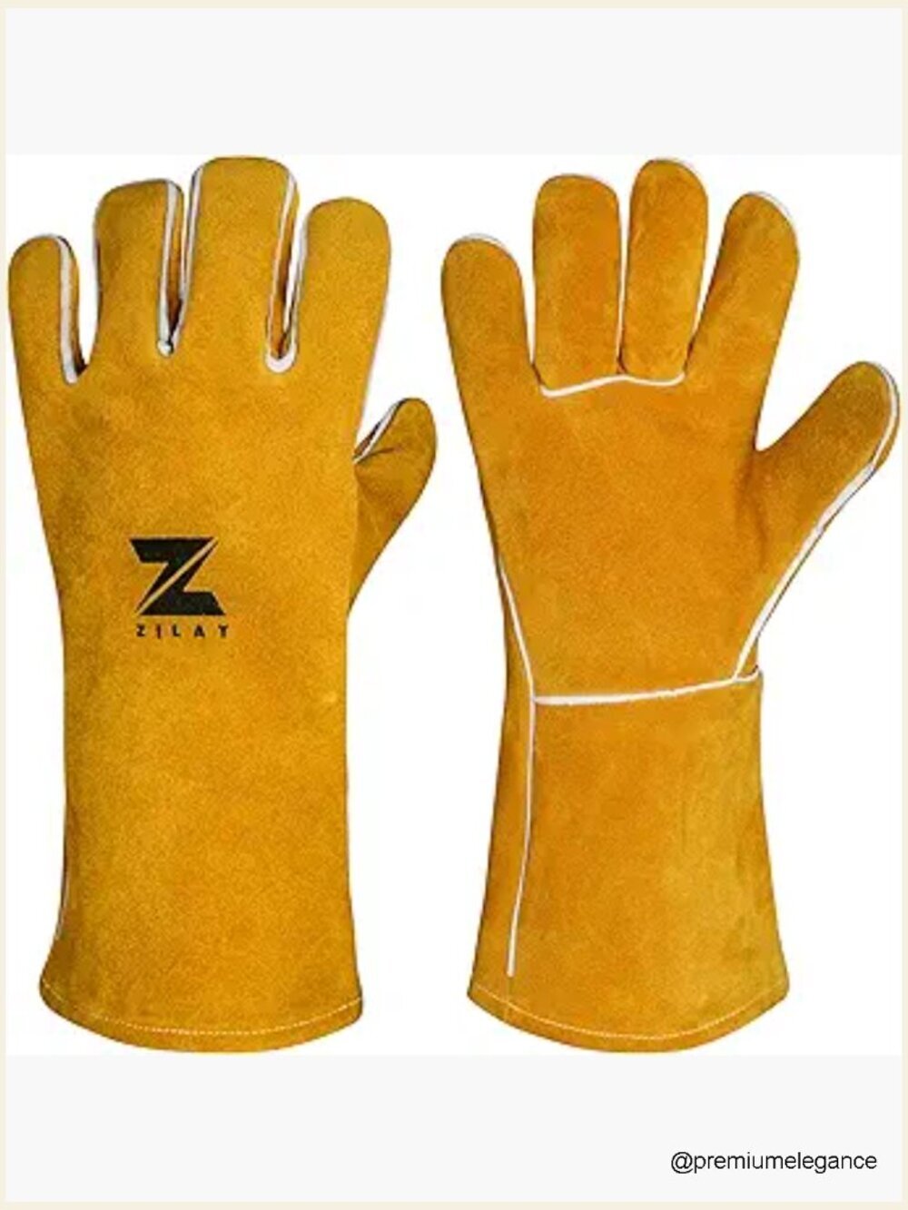 Leather Welding Gloves 14 Inch Heat Resistant Cowhide Work Gloves